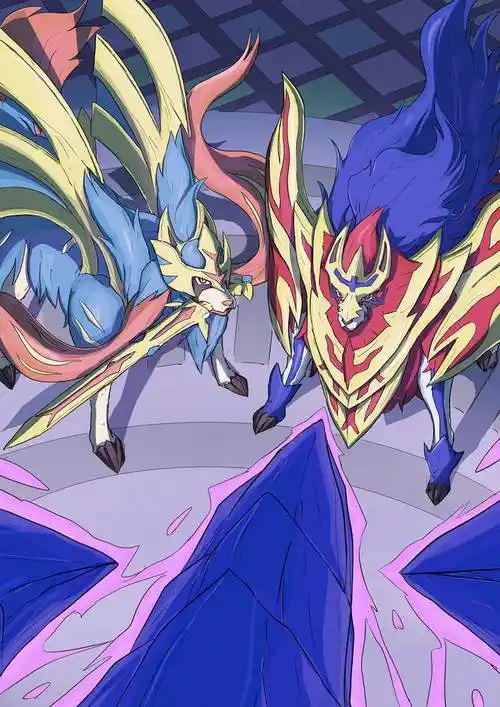 ザシアンザマゼンタvsムゲンダイナもりあお的精灵宝可梦插画图片