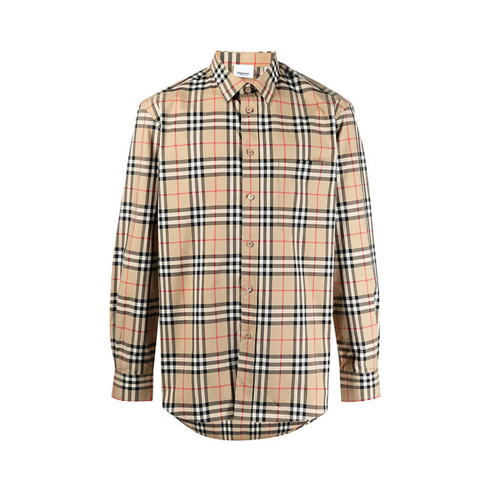 burberry博柏利男士衬衫棕色典格长袖上衣休闲时尚8038521衬衫