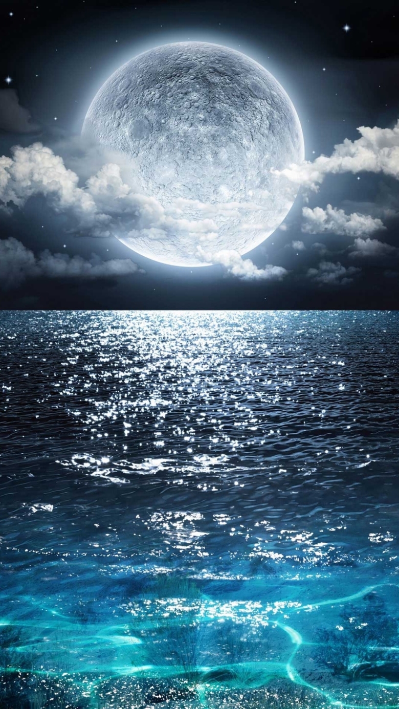 海面上的月亮h5素材背景