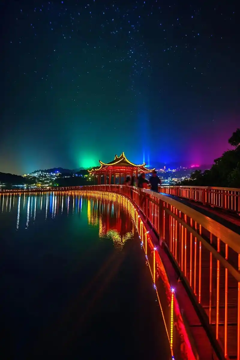 西湖夜景是中国杭州著名的夜景之一,西湖周边的杭州城区,苏堤,断桥