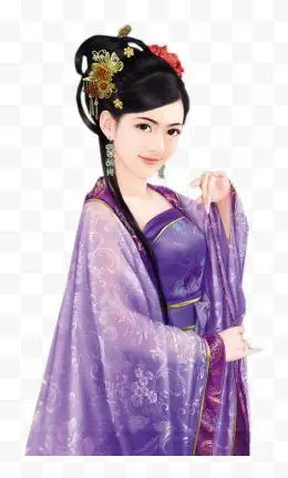 紫色碎花薄纱衣裙古风美女