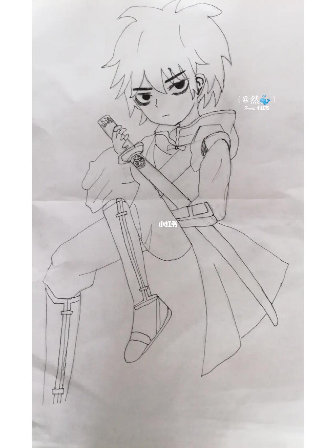 画了一个帅气的伍六七