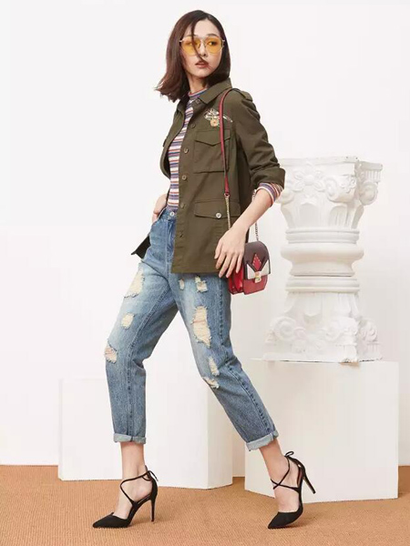 justzzu新作女装2017新品军绿色外套