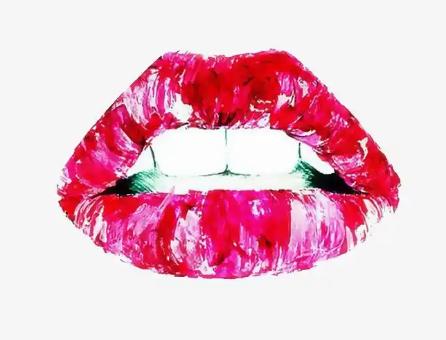卡通水彩红唇