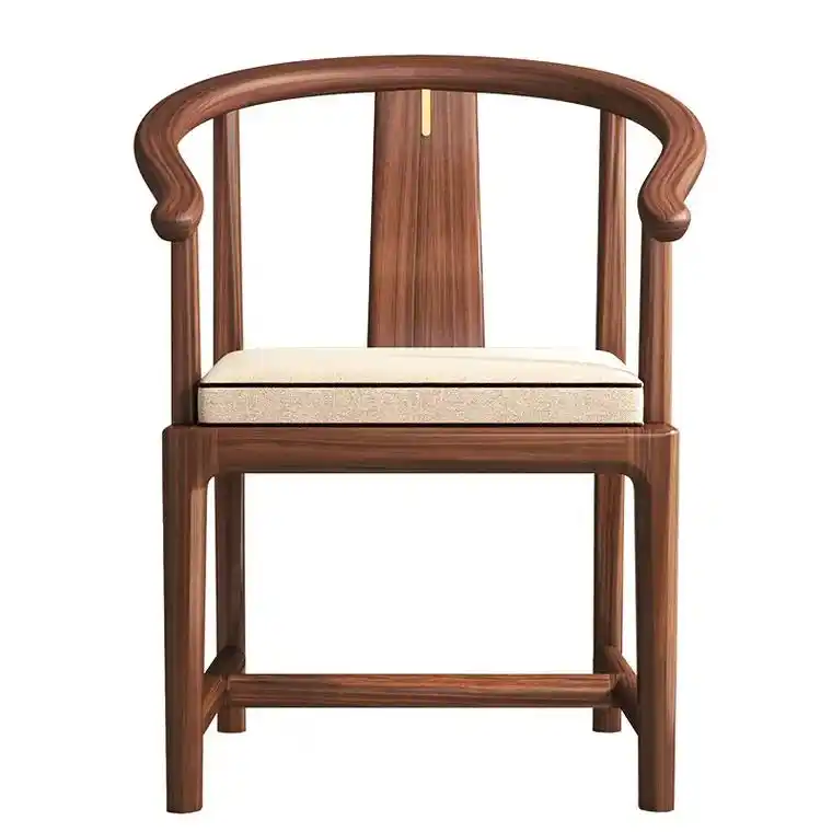 新中式实木书椅黑胡桃木带扶手靠背圈椅书房休闲椅会客椅dh22 - 抖音