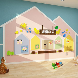 幼儿园教室背景墙墙布置图片