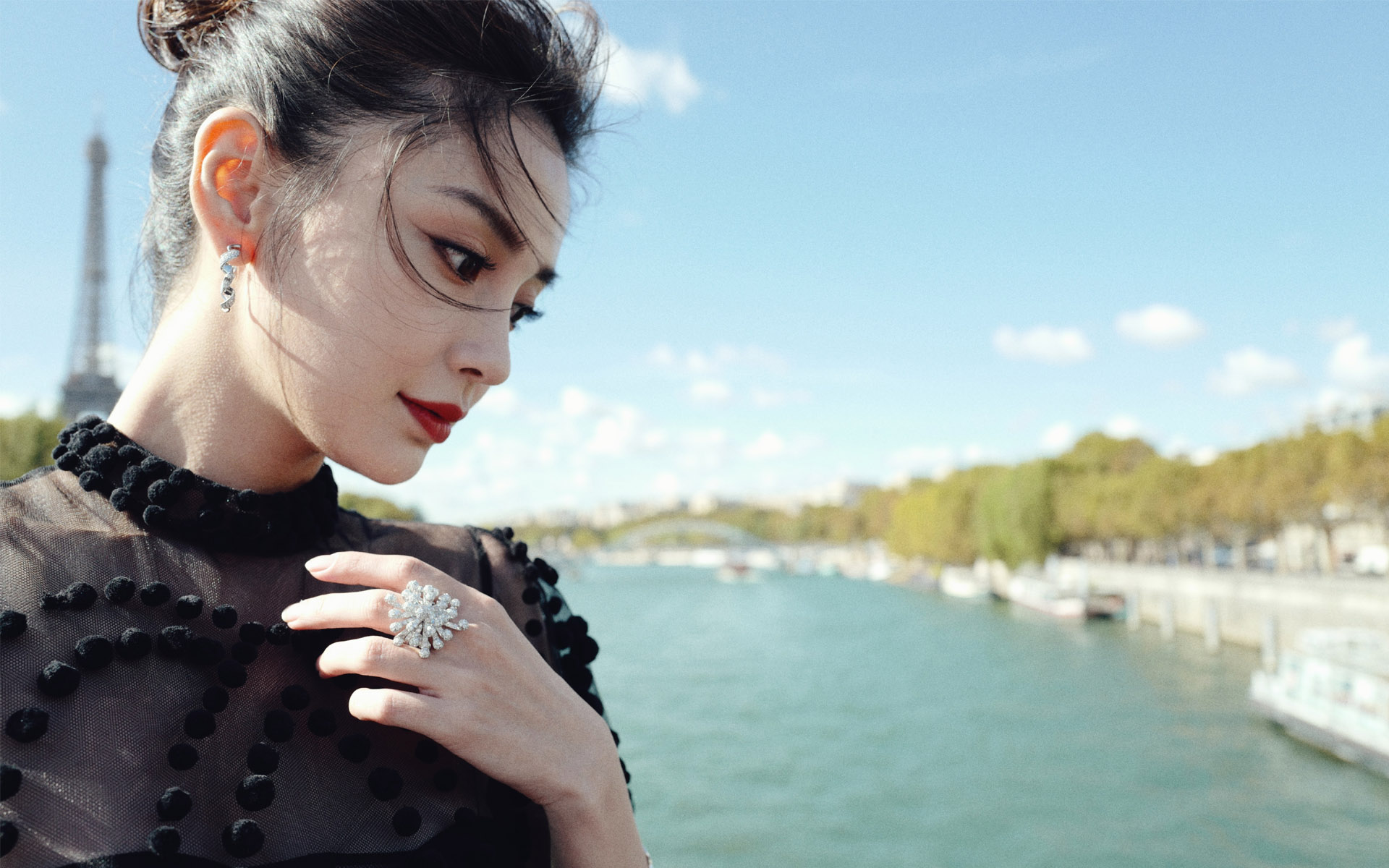 angelababy摩登黑色优雅性感图片桌面壁纸