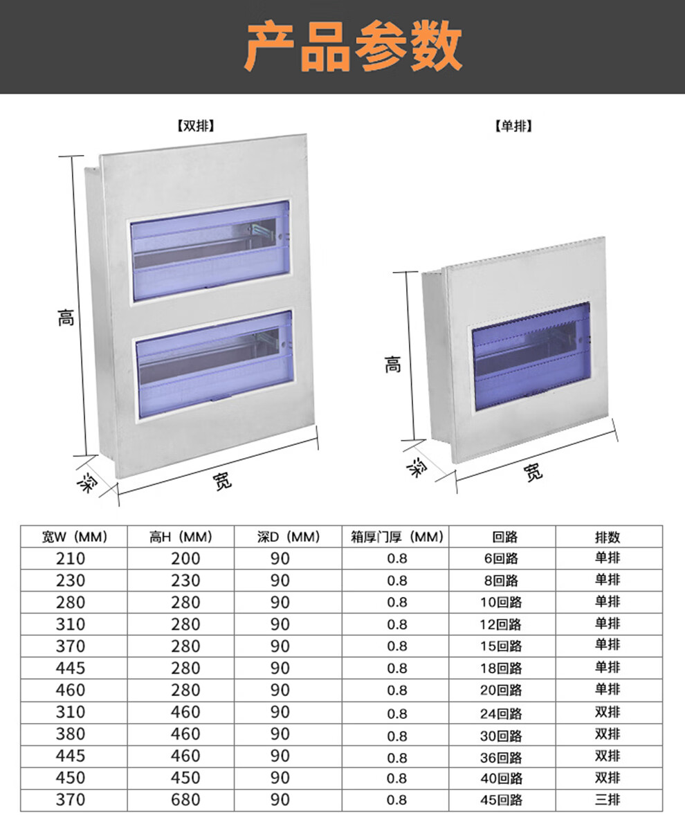 seiso 不锈钢配电箱 pz30强电箱 空气开关盒 明装家用配电箱 明装款