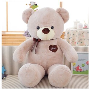 兔绒爱心熊公仔 棕色大熊 玩偶抱抱熊泰迪熊女生礼物毛绒玩具可爱