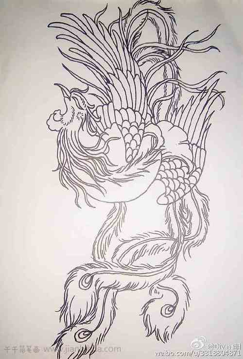 凤凰涂整体图片_素材_巧艺网金凤凰简笔画_飞行动物简笔画_简笔画_零