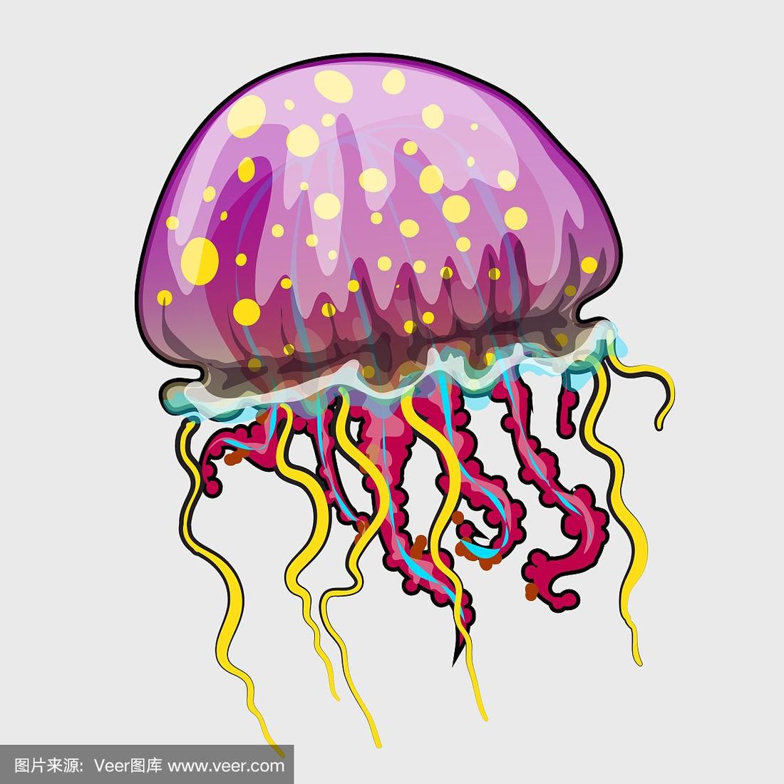 发现了一个卡通风格的粉红色水母