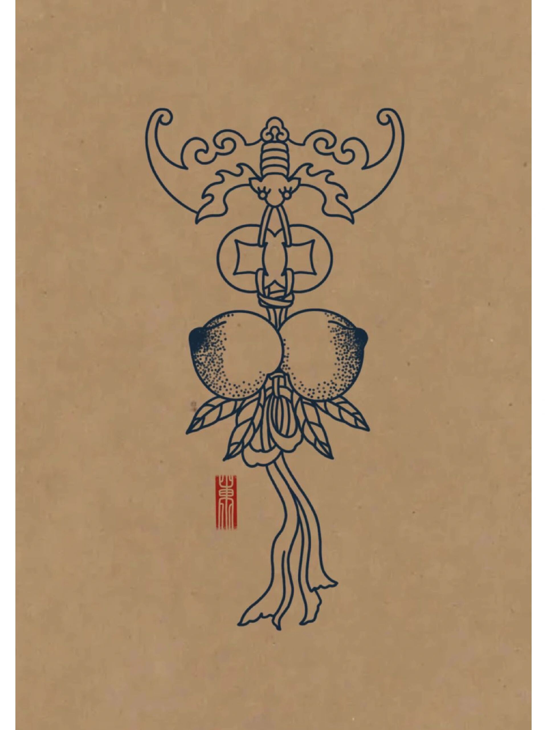 在中国传统的装饰艺术中,蝙蝠的形象被当作幸福的象征,习俗运用"