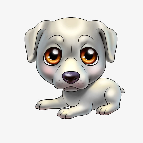 手绘灰色卡通小狗png