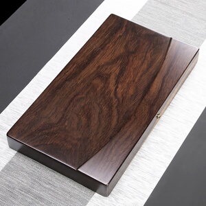 黑檀木茶盘整块实木功夫茶x具茶台加大长方形家用排水茶海茶台简