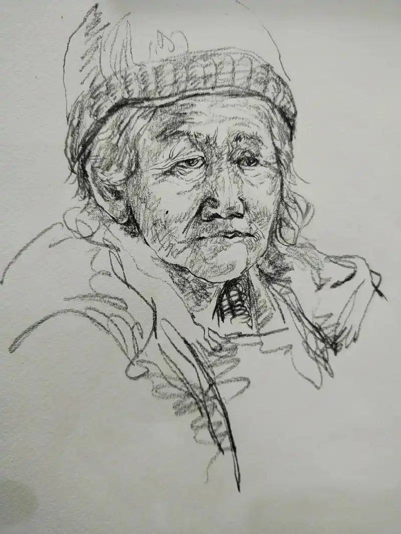 老人头.#速写人物 - 抖音