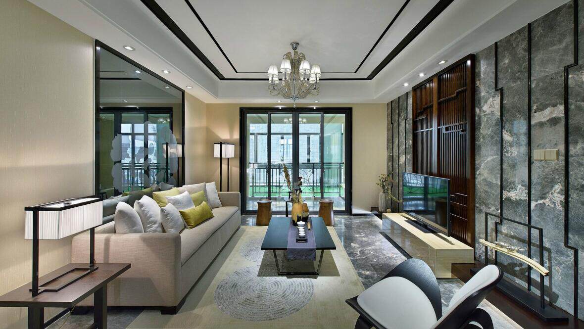 中式风格装修设计效果图片家居新中式客厅餐厅卧室吊顶电视背景墙