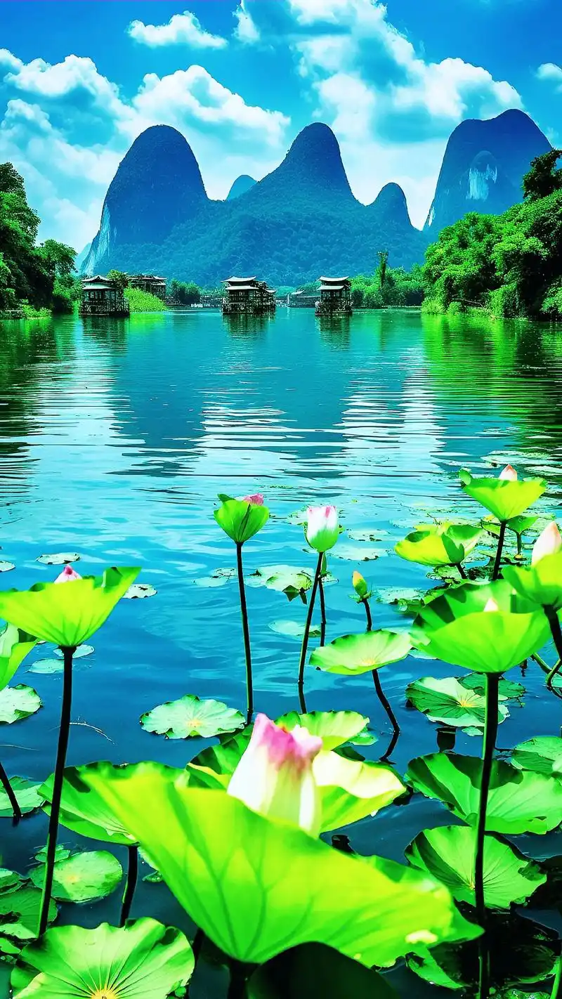 桂林山水美一半是山美,一半是水美.荷花盛开,山 - 抖音