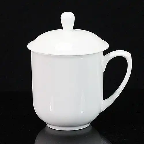 骨瓷纯白创意大容量老板杯办公室大茶杯带盖陶瓷水杯子定制lo