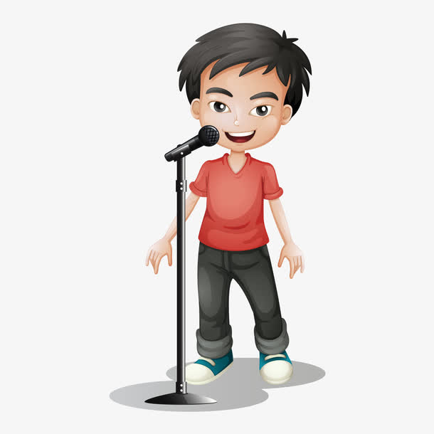 麦克风前唱歌的男孩