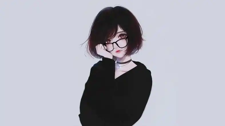 唯美 女孩眼镜短发