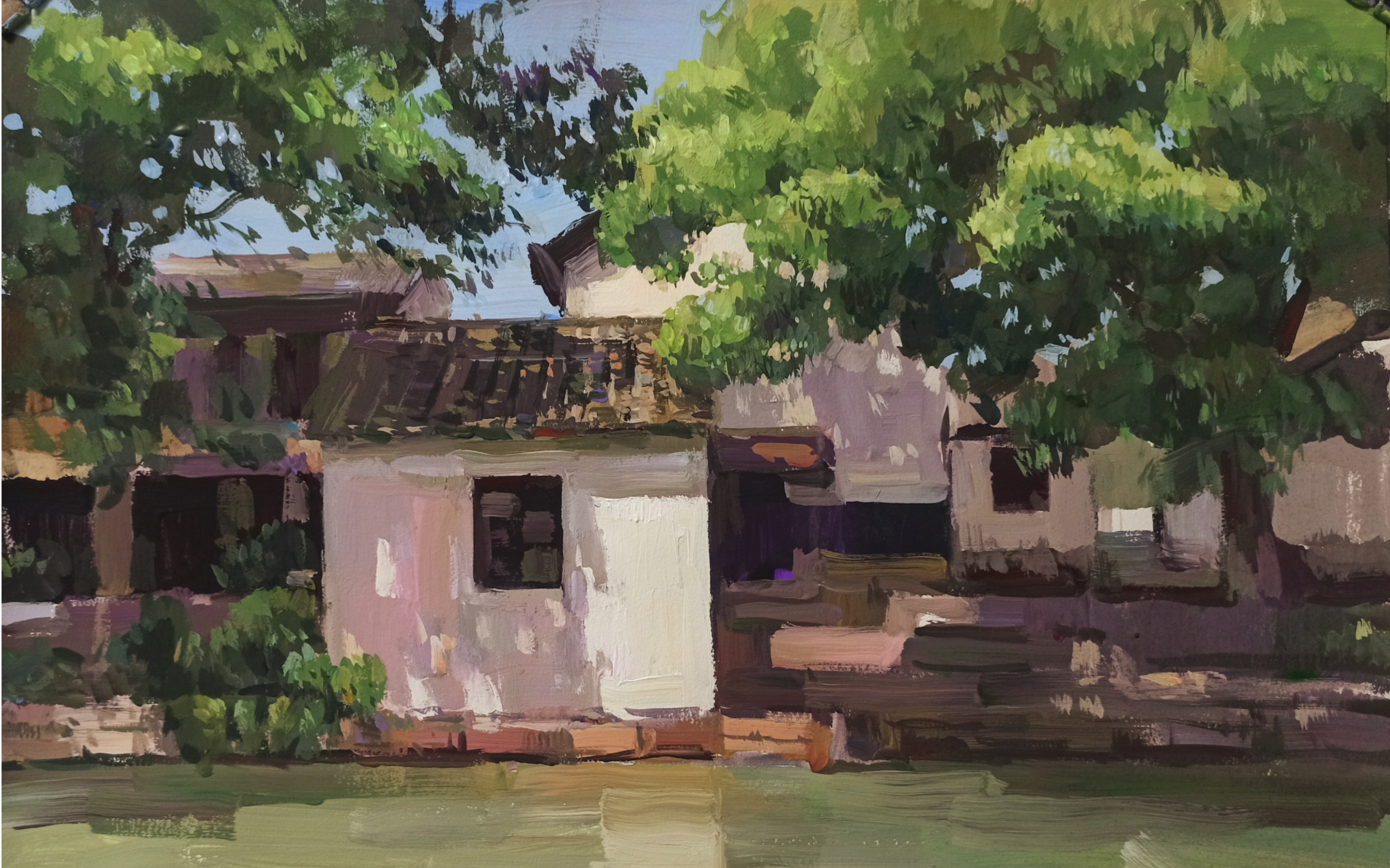 上海美术联考 色彩风景示范(步骤图 有照片对比)