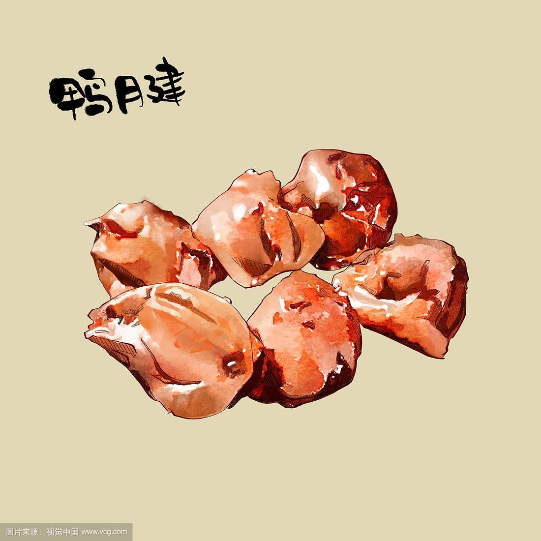 美食插画 卤味卤料 鸡鸭肉 单品不带盘子 鸭腱鸡腱