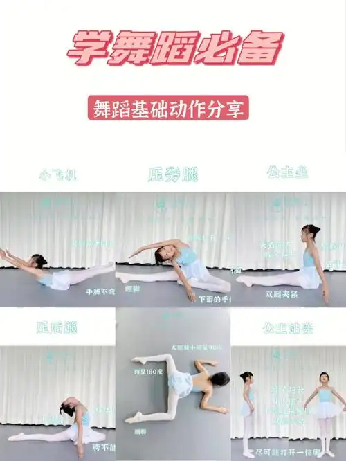 舞蹈基本功图解重点已标注94一,小飞机①准备动作:双腿夹紧 脚跟
