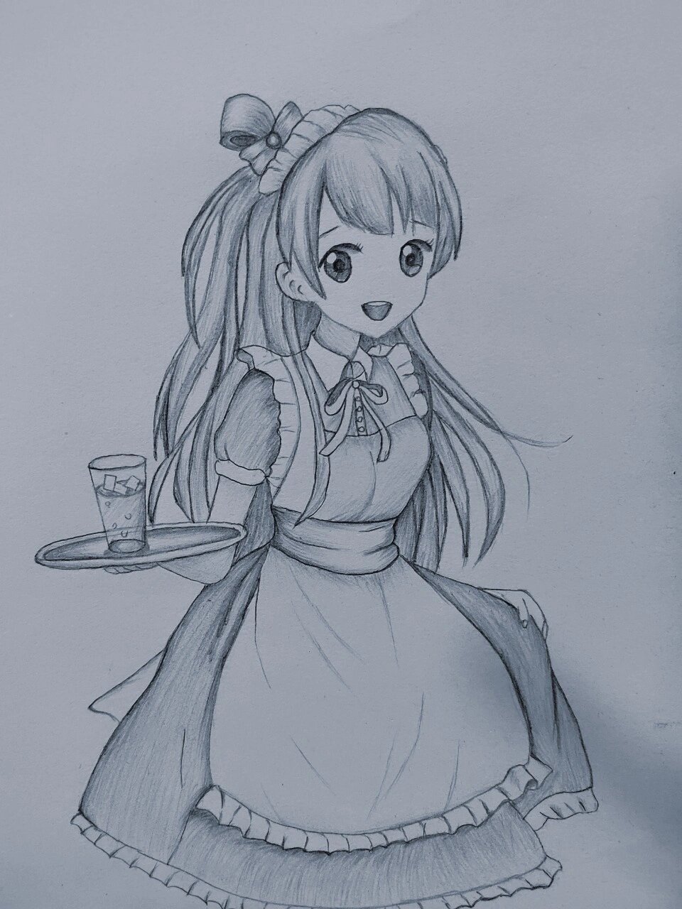 素描美少女卡通画!