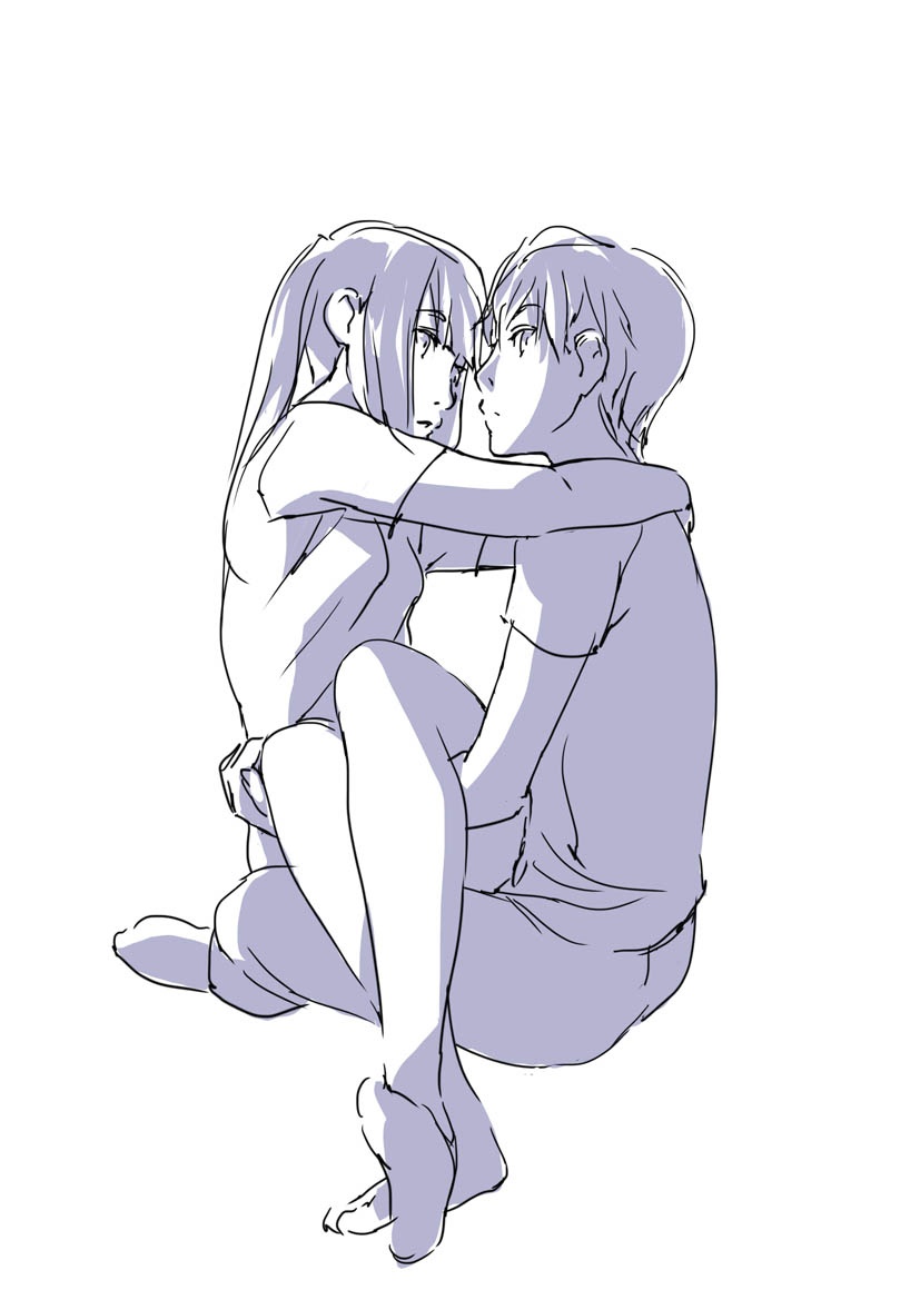 人体姿势绘画练习素材——情侣间的亲密接触,做不到我还不会画吗?