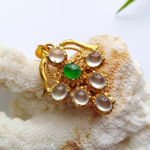 老坑天然a货翡翠戒面裸石冰种莹光群镶小蛋面缅甸玉镶嵌戒指