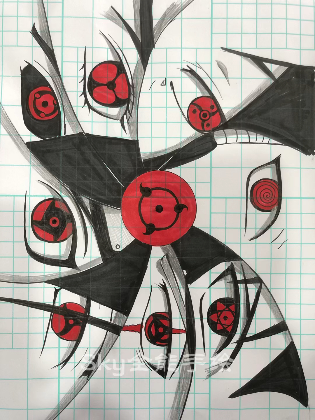 画画原来如此简单#手绘写轮眼三勾玉变化