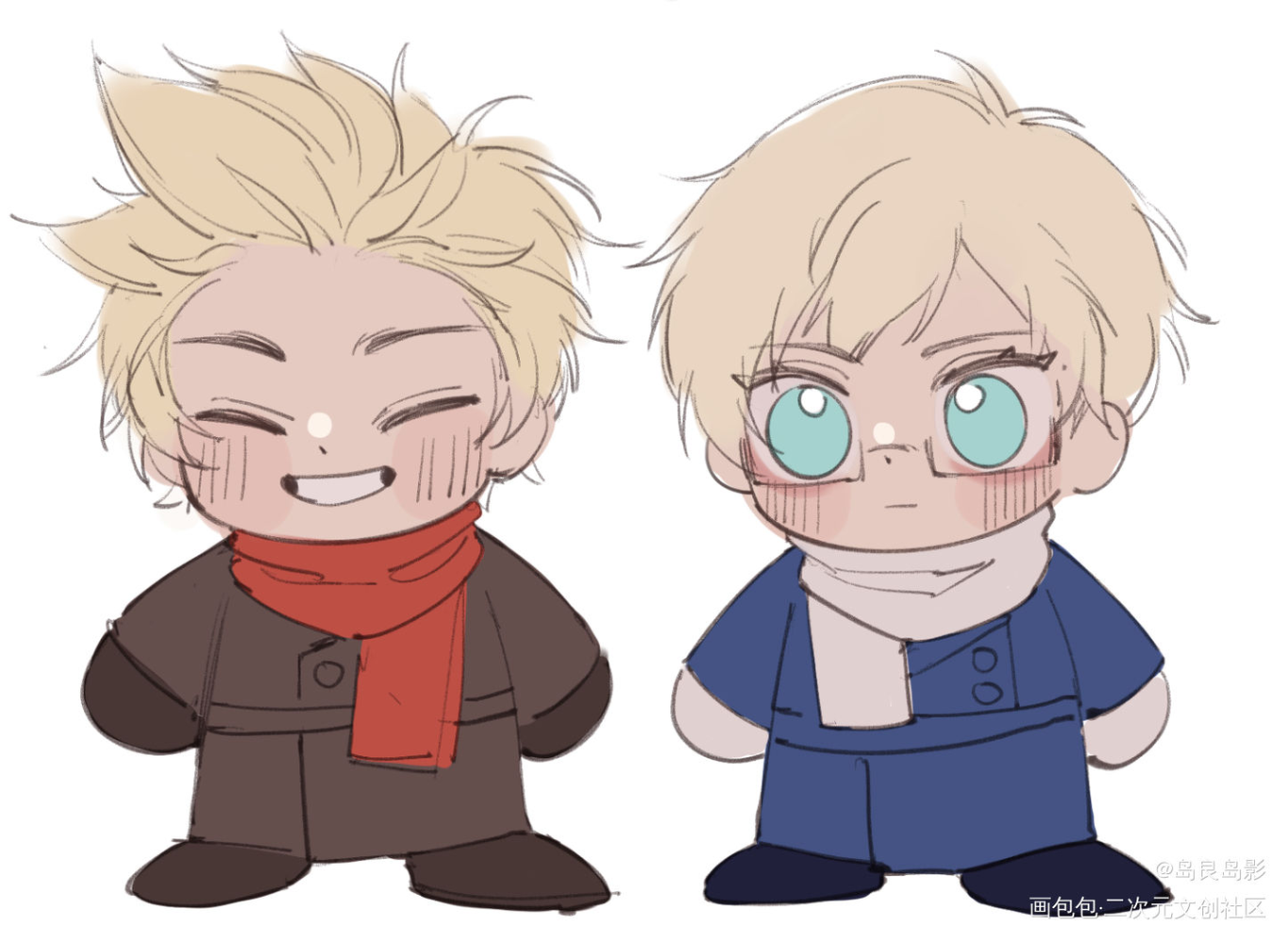 这边也发发_黑塔利亚折槛组丁马克贝瓦尔德平涂日系q版同人aph绘画