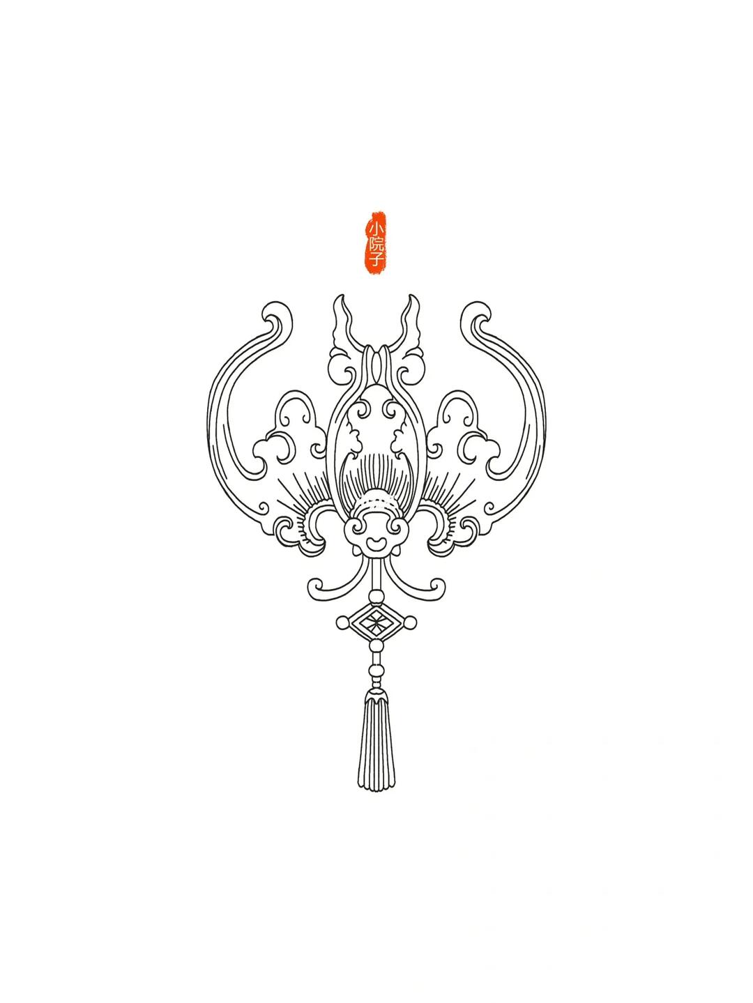 传统小物36蝙蝠纹样线稿