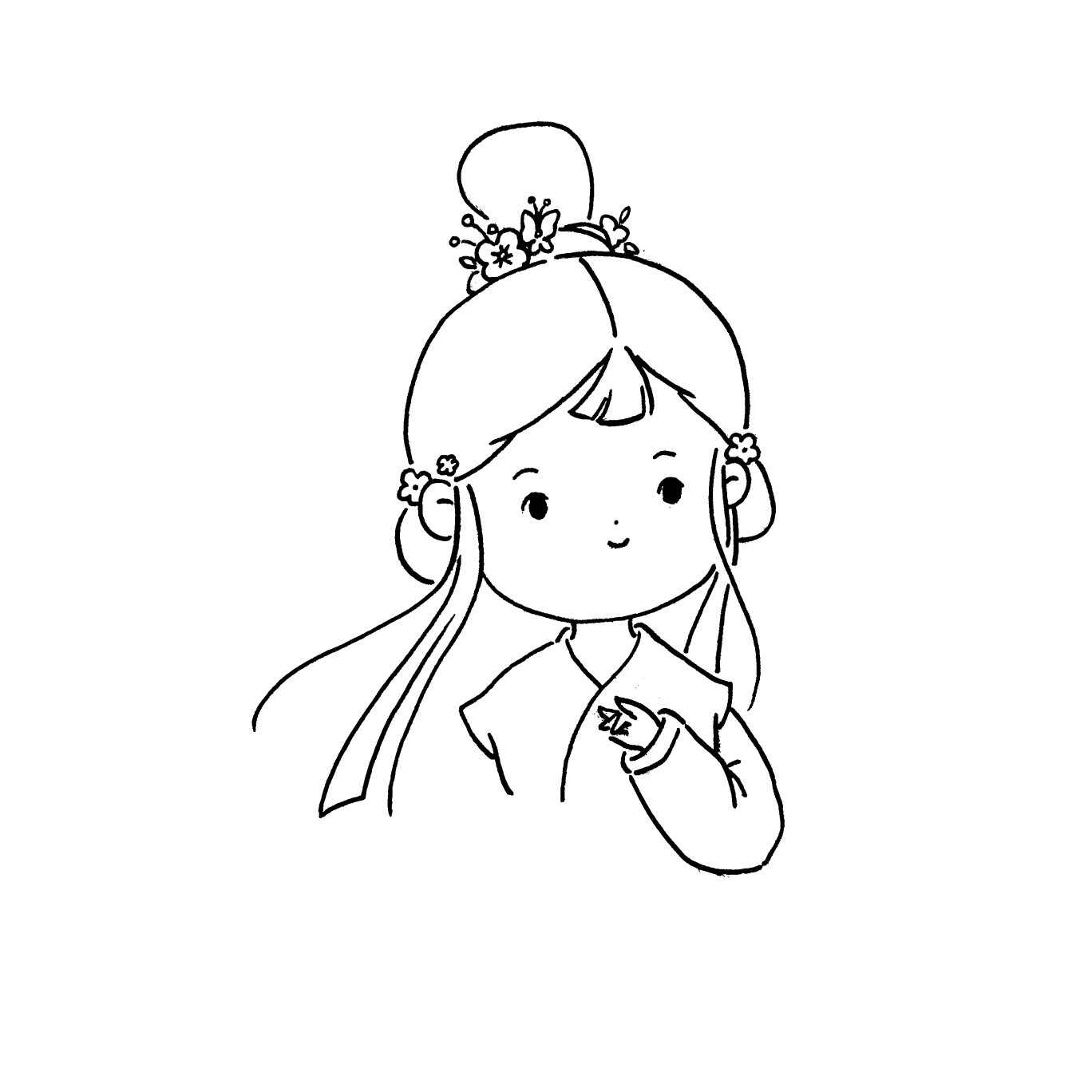 古风简笔画教程92|红衣少女 今日是个红衣少女 快来画一画吧