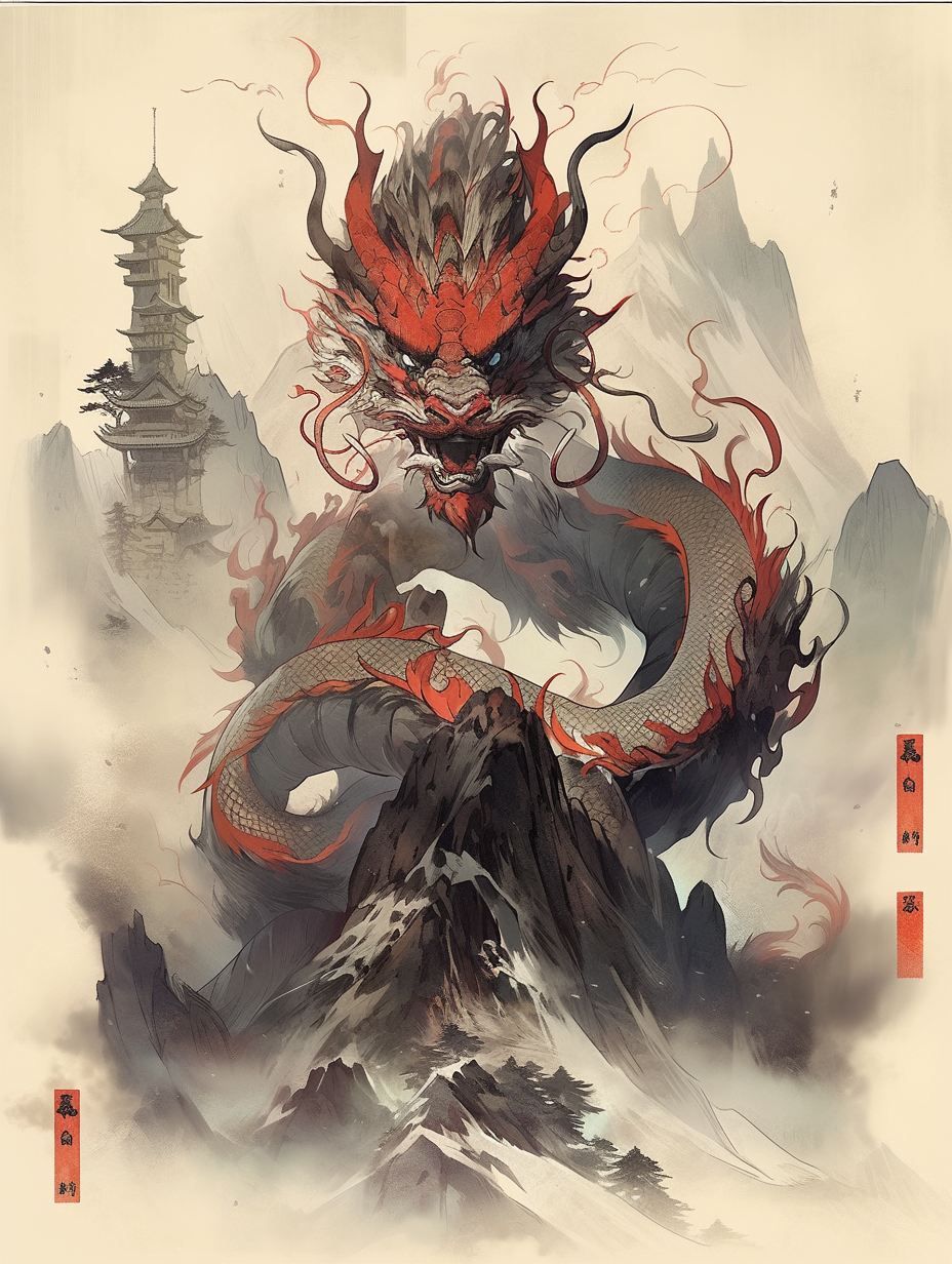 ai水墨画龙生图