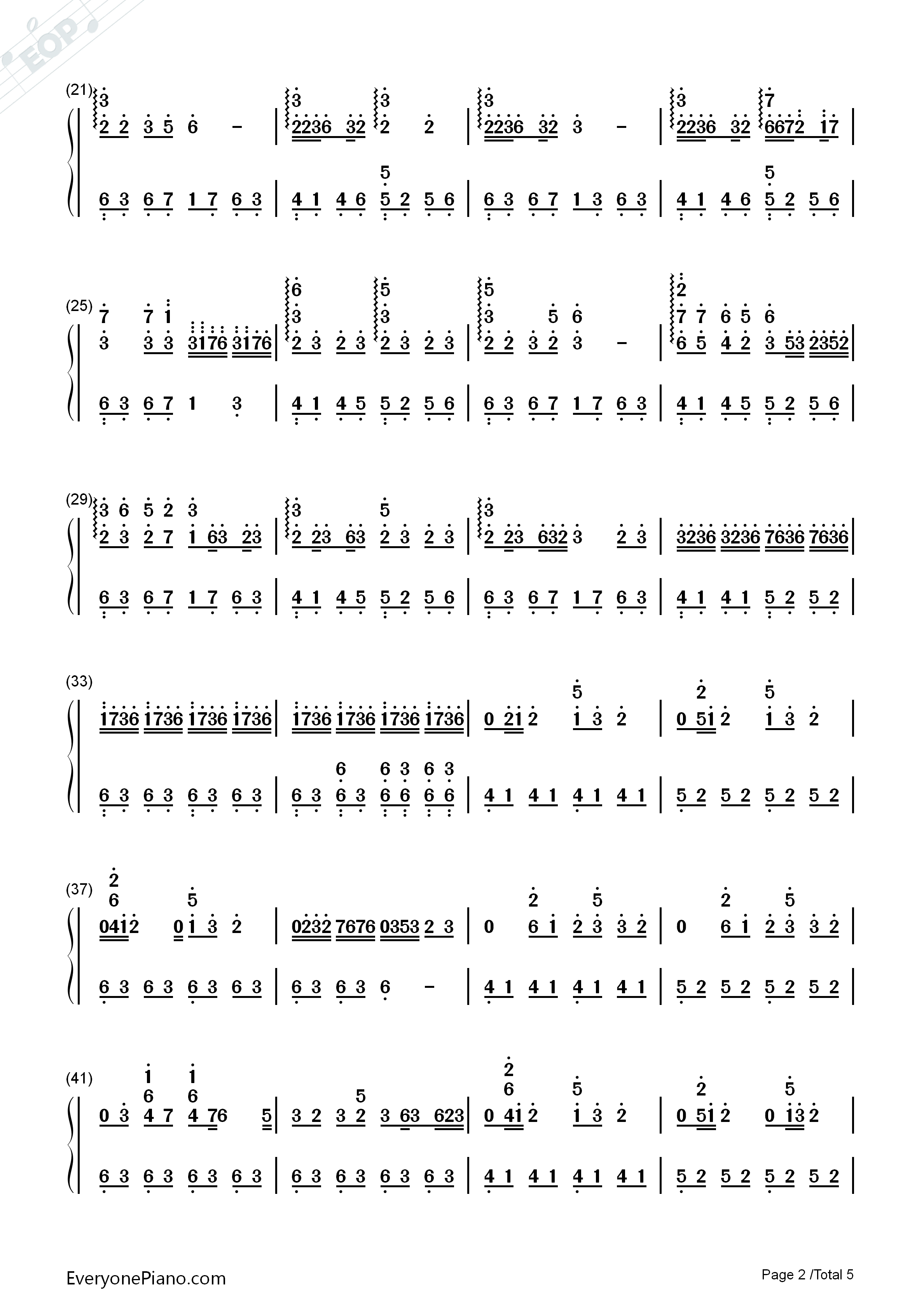 luv letter-c调版双手简谱预览2