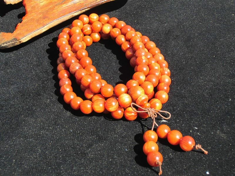 檀福匠长白山琥珀木明子手串东北松明子全透沉香木佛珠念珠手链红油老