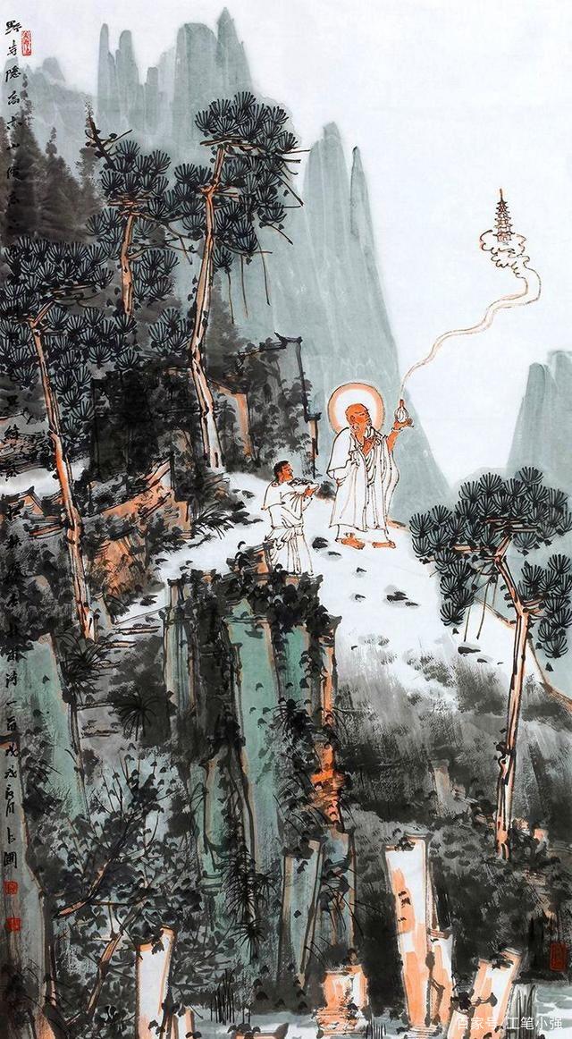 壁立千仞,云雾缥缈,高远深邃.鞠占圃禅意山水画作品