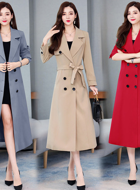 长风衣女长款气质高端大气大翻领高个子女式春秋外套凤衣长髟英伦