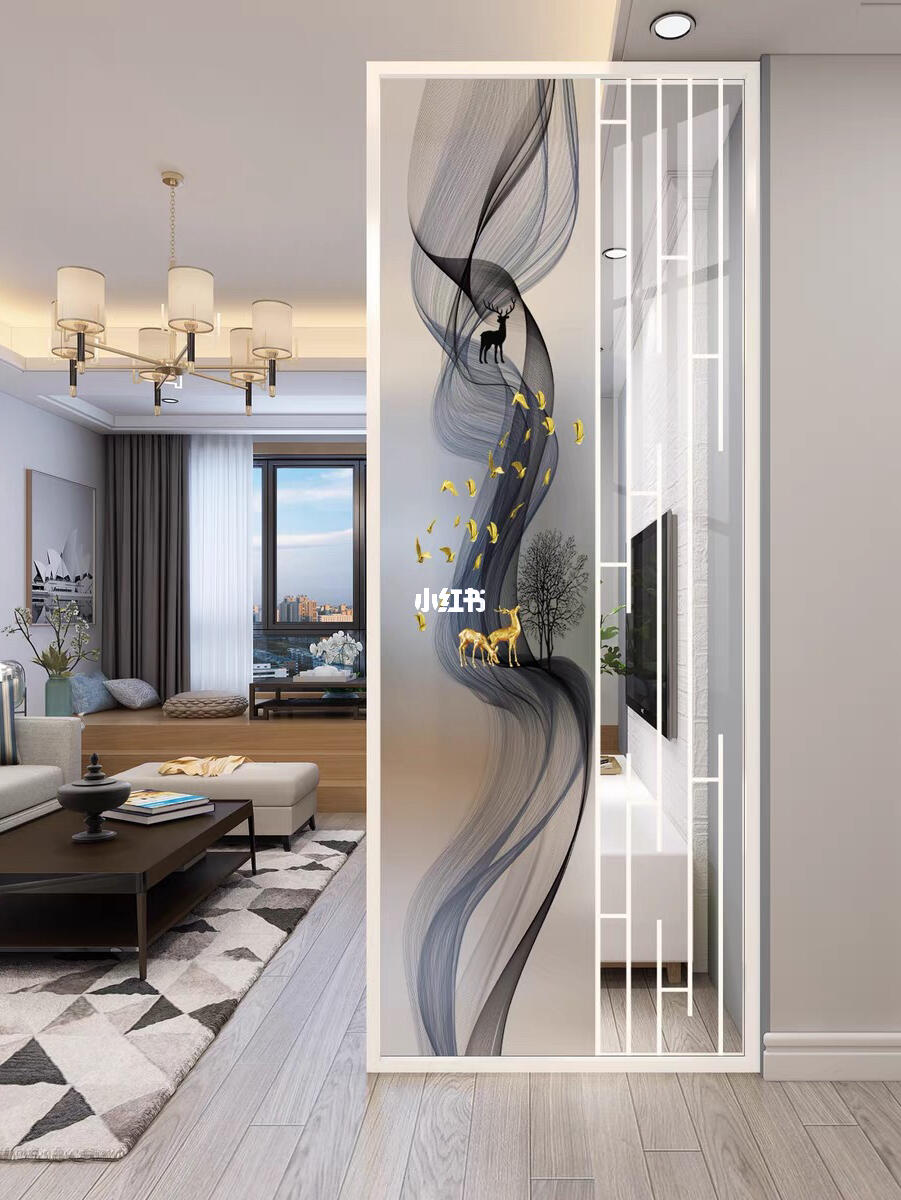 现代轻奢简约风玄关隔断入户屏风玄关设计