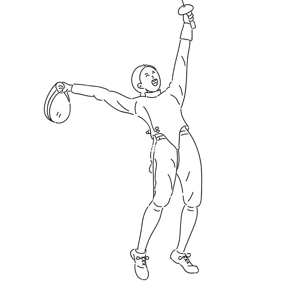 孙一文东京奥运会人物手绘插画一剑封喉