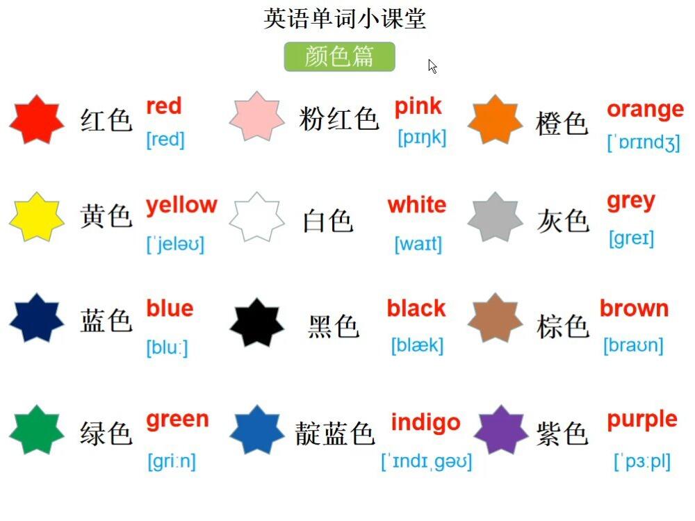 英语单词启蒙小课堂颜色单词学习