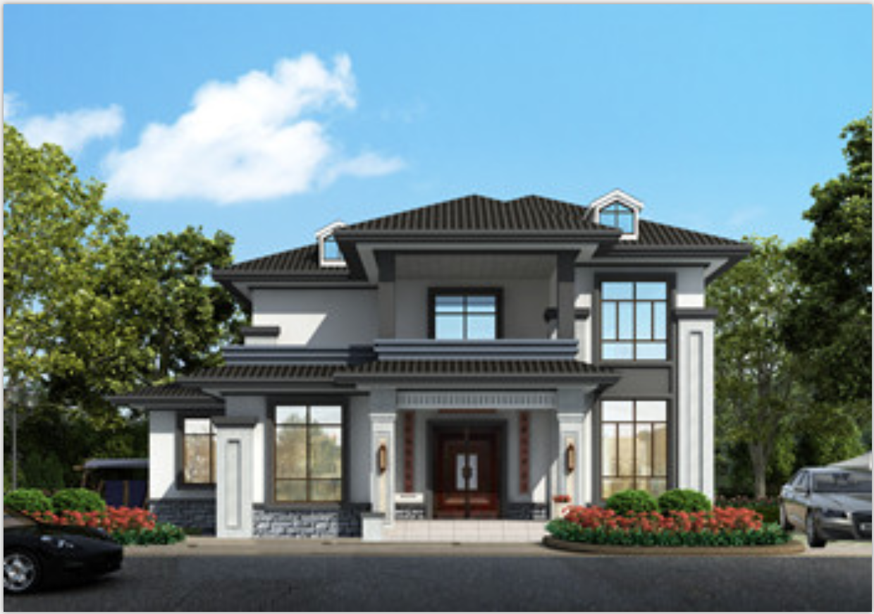 8,二层古典中式别墅就方案,避雨的房檐和多窗户设计