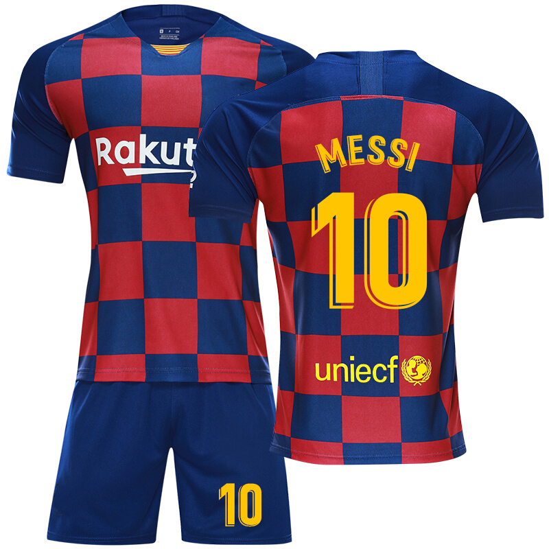 套装男10号梅西客场粉色球衣足球比赛训练服套装队服 19-20巴萨主场
