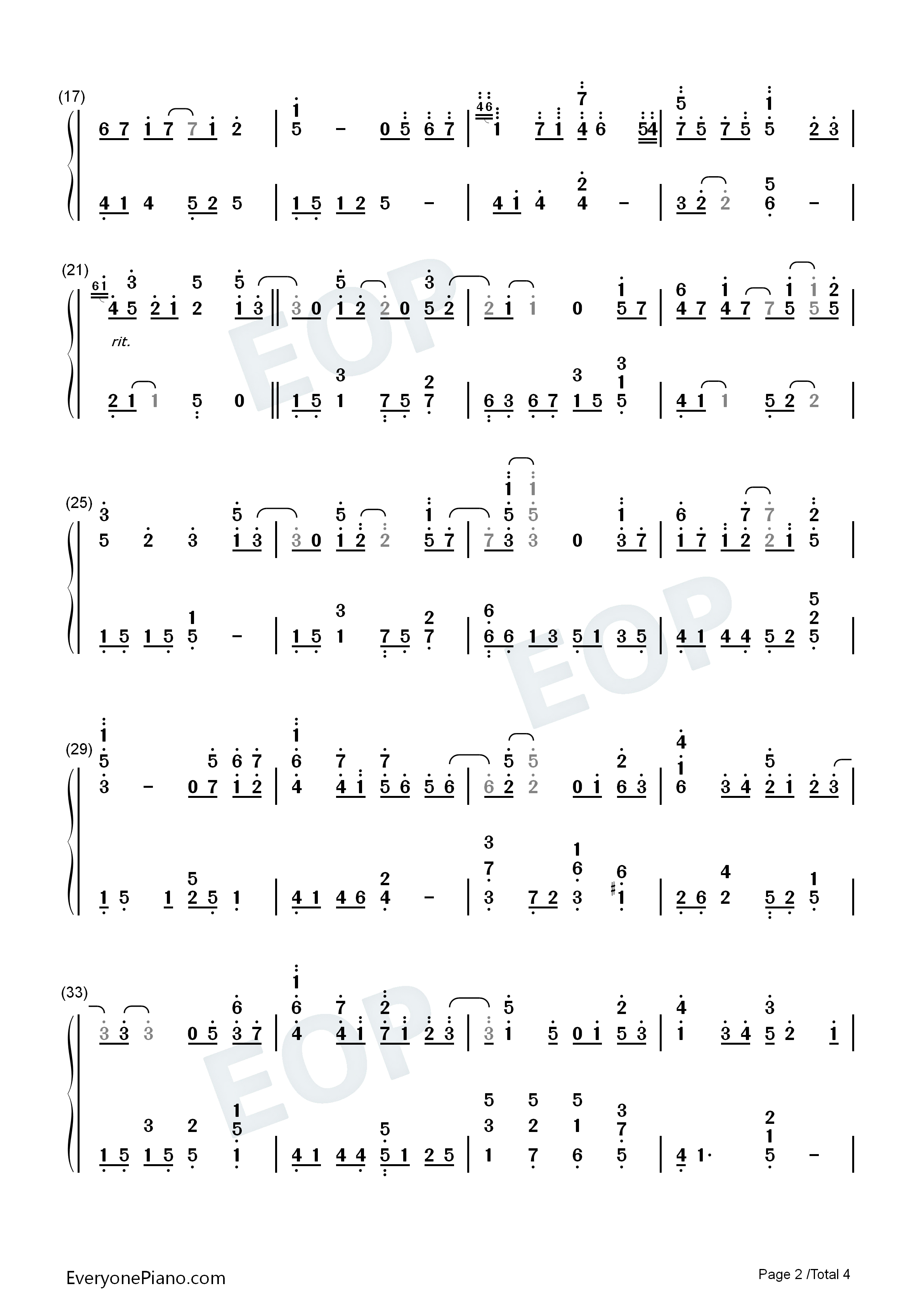 遇见-孙燕姿代表作之一双手简谱预览2