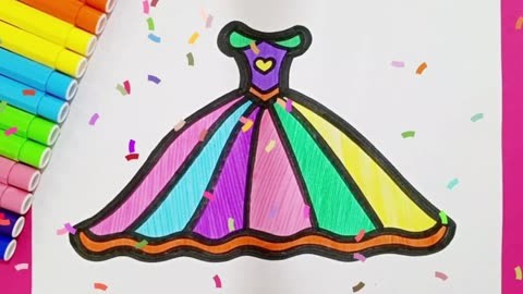 儿童简笔画 一起学画画 简笔画 公主裙简笔画教程