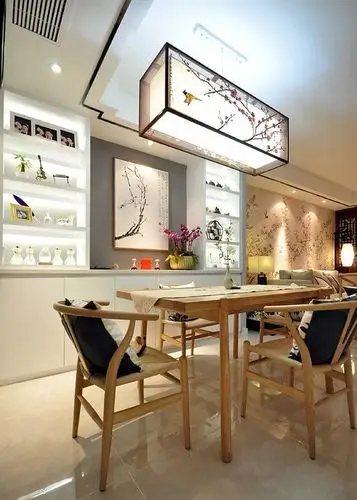 中式风格三居室餐厅壁纸装修效果图