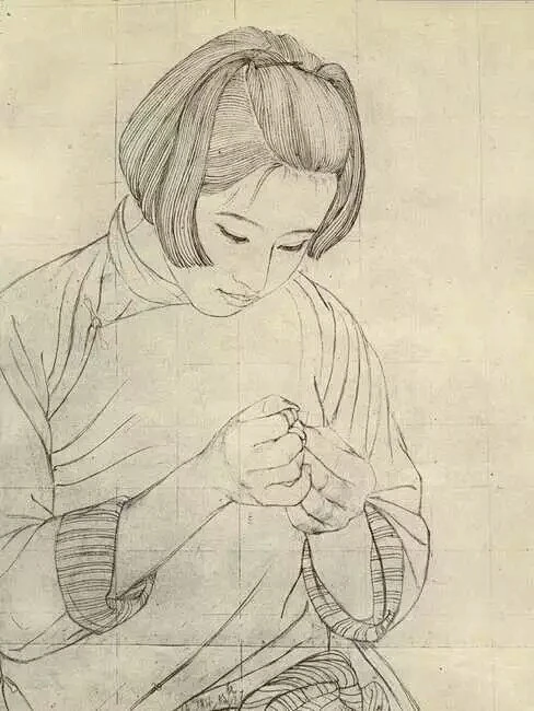 何家英女性人物线描速写