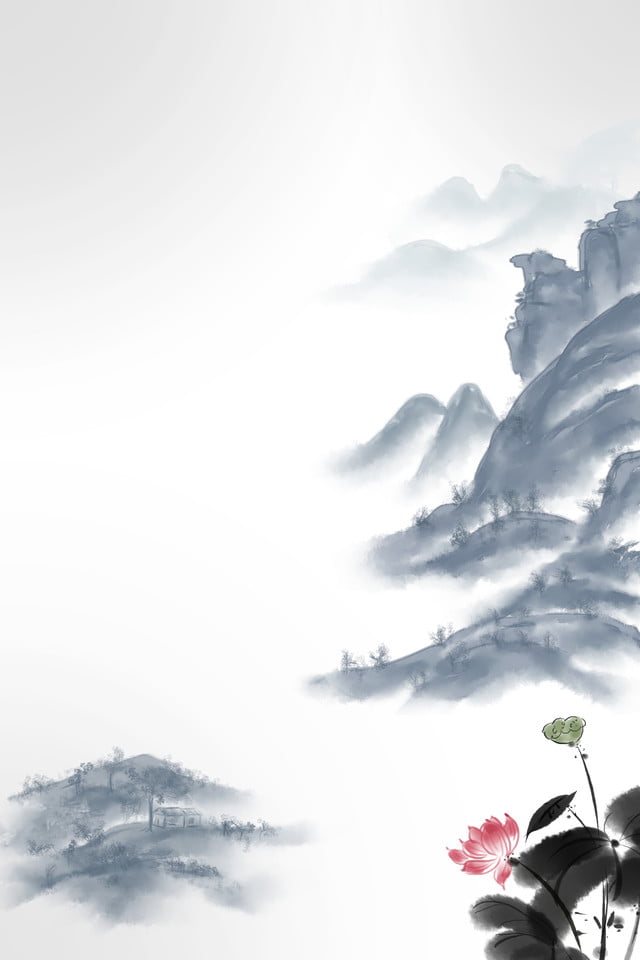 中国风古韵水墨画印刷广告