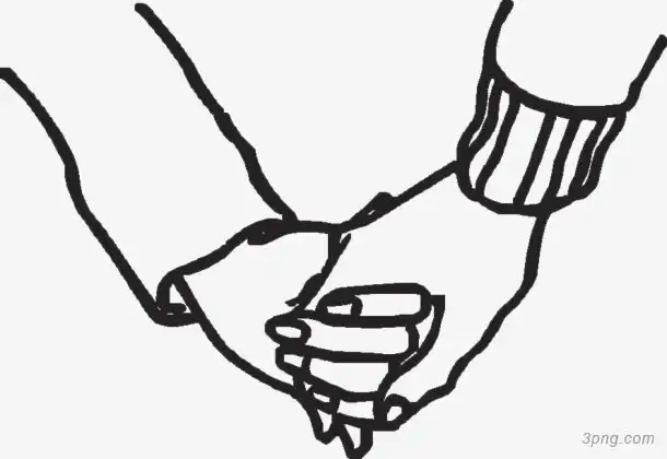 线描牵手png素材透明免抠图片-其他元素
